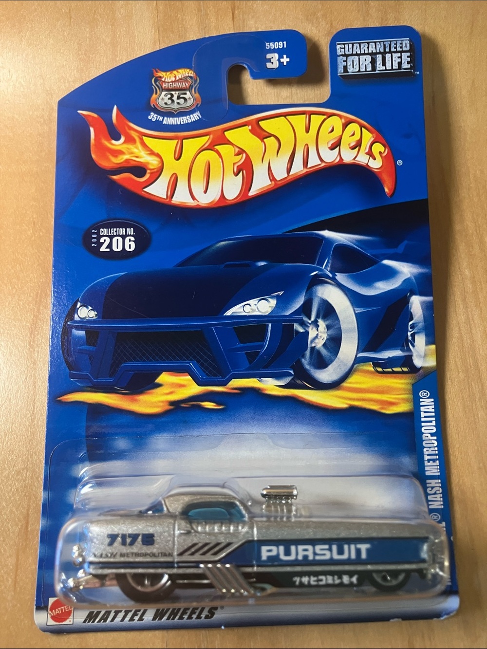 2002 Hot Wheels #206 Pursuit Die-Cast Car Metrorail Nash Metropolitan